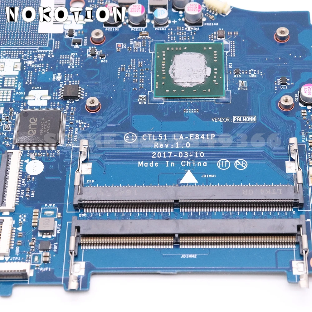 NOKOTION CTL51/53 LA-E841P bundkort Til HP 15-BW 15-BW080NR Laptop Bundkort DDR4 med processor ombord 0