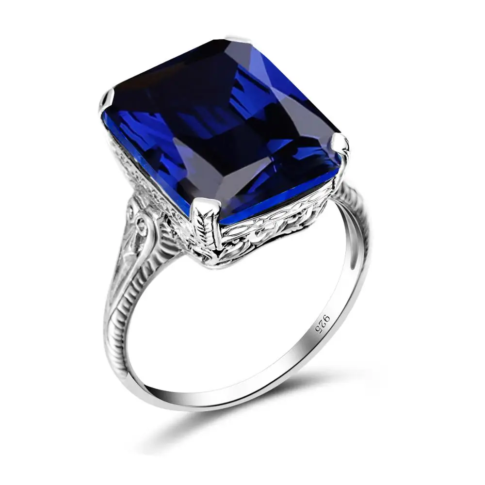 Szjinao Safir Ring Til Kvinder I Ægte 925 Sterling Sølv Engagement Ring Sølv 925-Pladsen Gemstone Klassiske Fine Smykker 0
