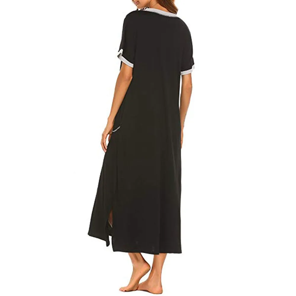 Loungewear Lange Natkjole Kvinders Ultra-bløde Nightshirt Fuld Længde Nattøj Med Lomme Kvindelige Nat Kjole Sleepshirts #LR2 0