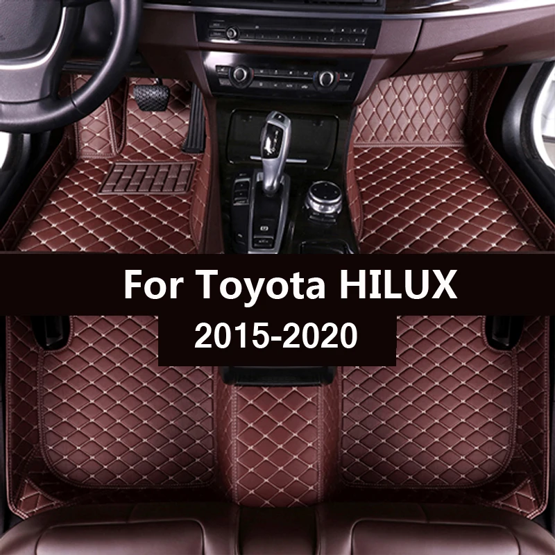 Bilens gulv måtter til Toyota HILUX 2016 2017 2018 2019 2020 Tilpasset automatisk skoindlæg bil 0