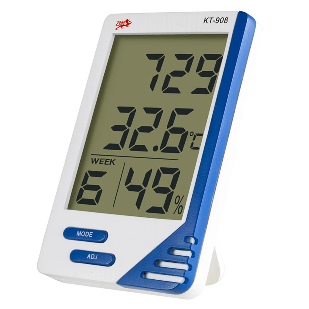 Hoge Kwaliteit KT-908 Digitale Termometer Grote Scherm Indendørs Da Offentlig Temperatuur Hygrometer Opfyldt Groot Lcd-Skærm 0