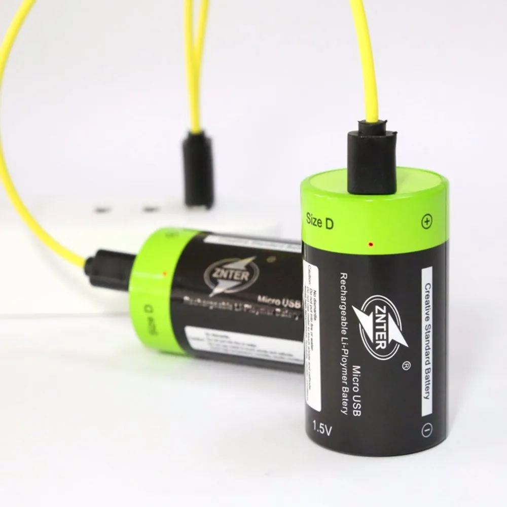 1stk/masse ZNTER 6000mAh 1,5 V genopladeligt batteri, størrelse D USB-lithium-polymer-batteri hurtig opladning via Mikro-USB-kabel 0