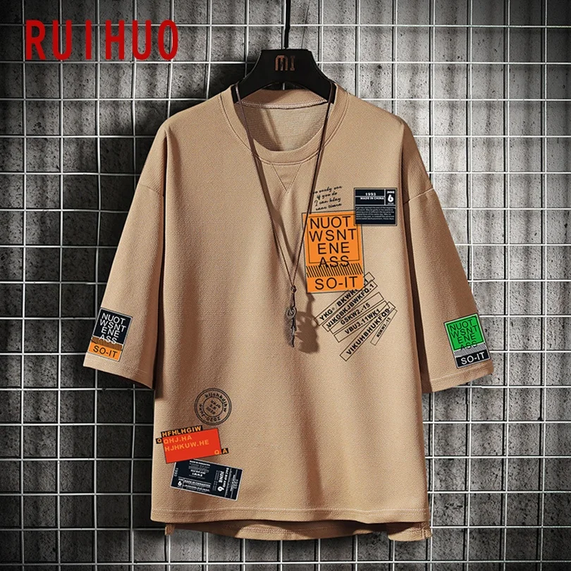 RUIHUO Print Korte Ærmer til Mænd T-Shirt Fashion Streetwear Tøj Mænds Tøj 2020 Hip Hop Japansk Tøj Man M-4XL 0