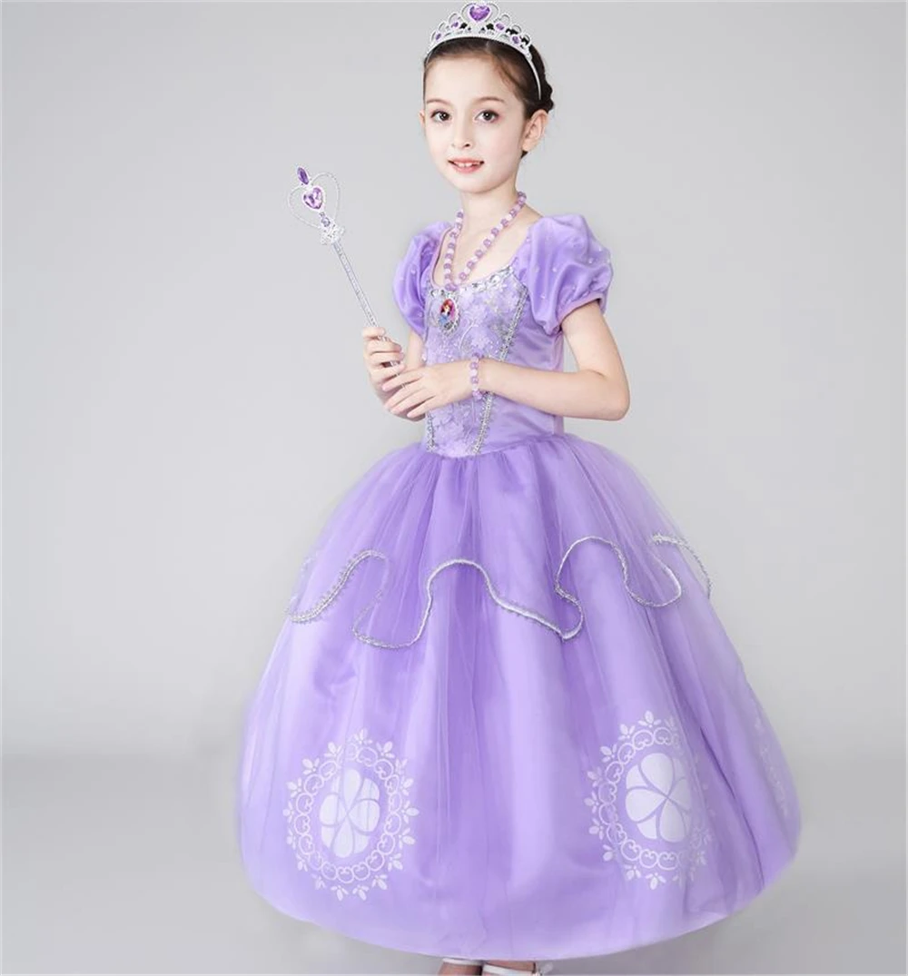 Børn Piger Prinsesse Sofia Rapunzel Dress Kjoler Bolden Kjole Lang Festkjole Børn Tøj Kids Halloween Cosplay Kostume 0