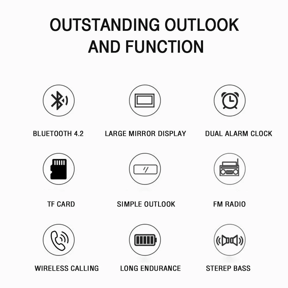 Trådløs Bluetooth Højttaler FM-Radio Sound Box Desktop Vækkeur Subwoofer Musik Afspiller TF Kort Bas Højttaler Boom For Xiaomi 0