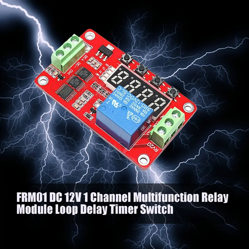 FRM01 DC 12V 1 Kanal Multifunktion Relæ Modul Loop Delay Timer Switch selvlåsende Timing Modul 0