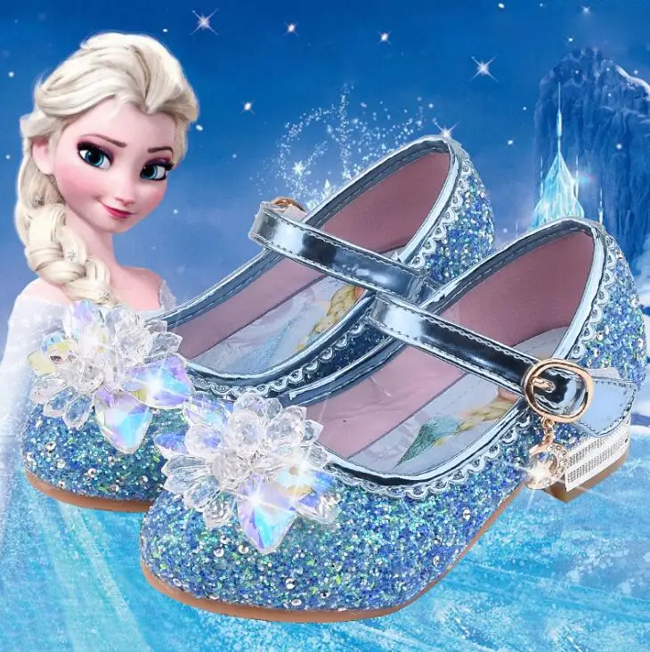 Disney nye Elsa Sko Til Piger Tegnefilm Læder Børn Sko Frosne Prinsesse Kids Sko Pige Sandaler Kjole Snow Queen Sandal 0