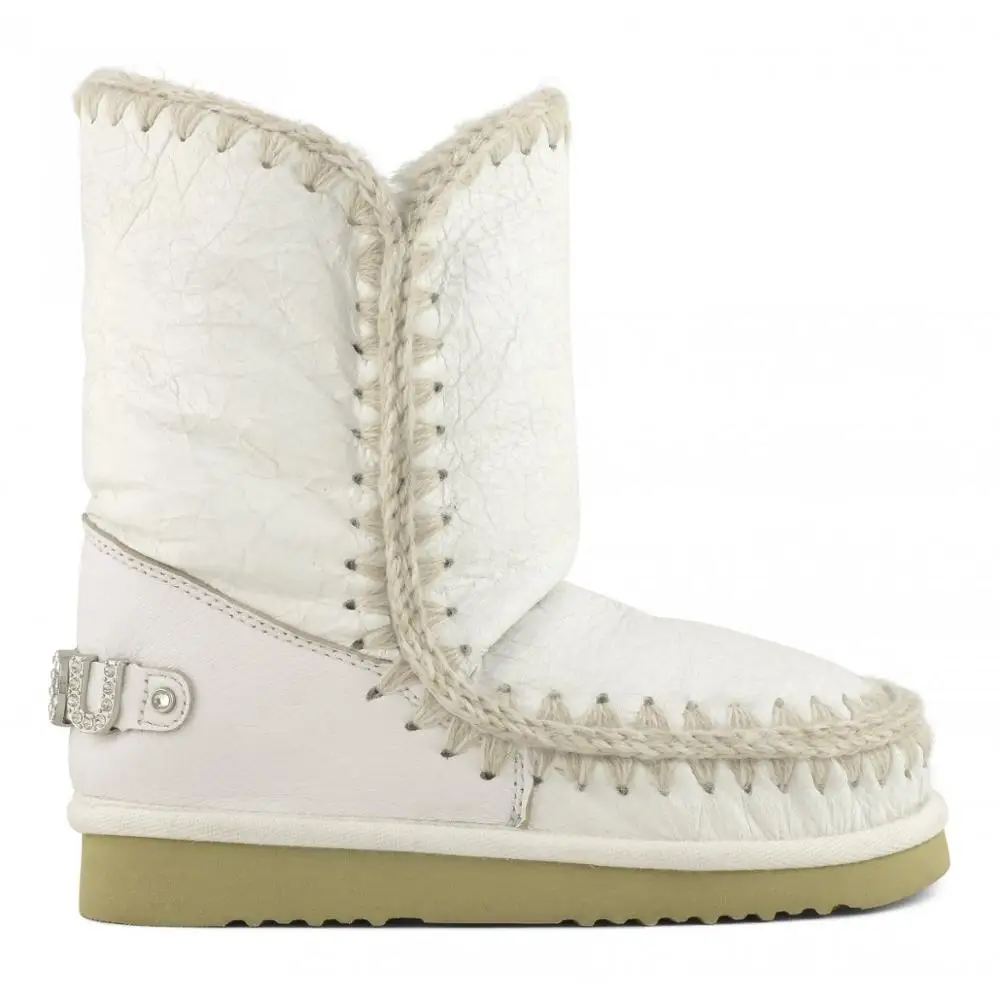 Moug og vinter sko kvinder sne støvler oprindelige eskimo 24 rhinestones logo håndlavet fåreskind platform damer ankel botas 0