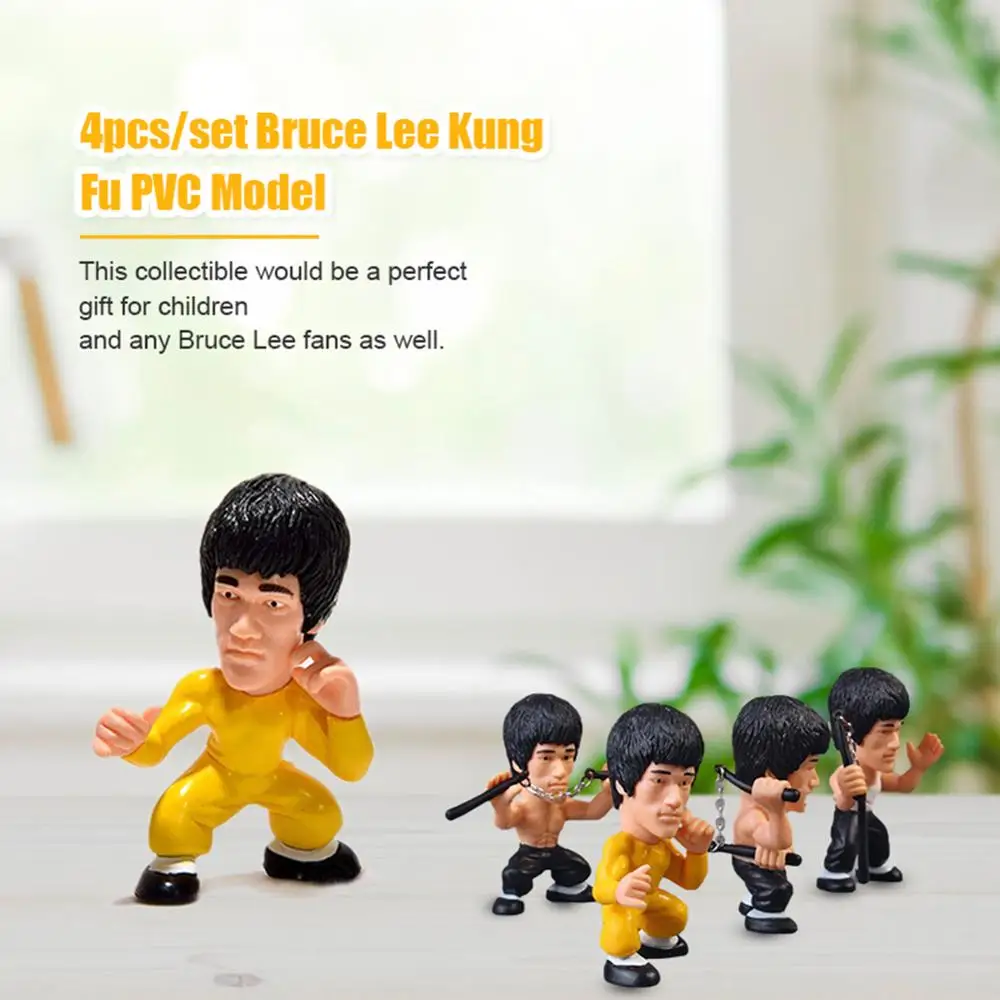 4stk 3 tommer 8cm PVC Model for Kongen af Kung Fu Bruce Lee Action Figur 75-års Jubilæum Dekorationer Toy 0