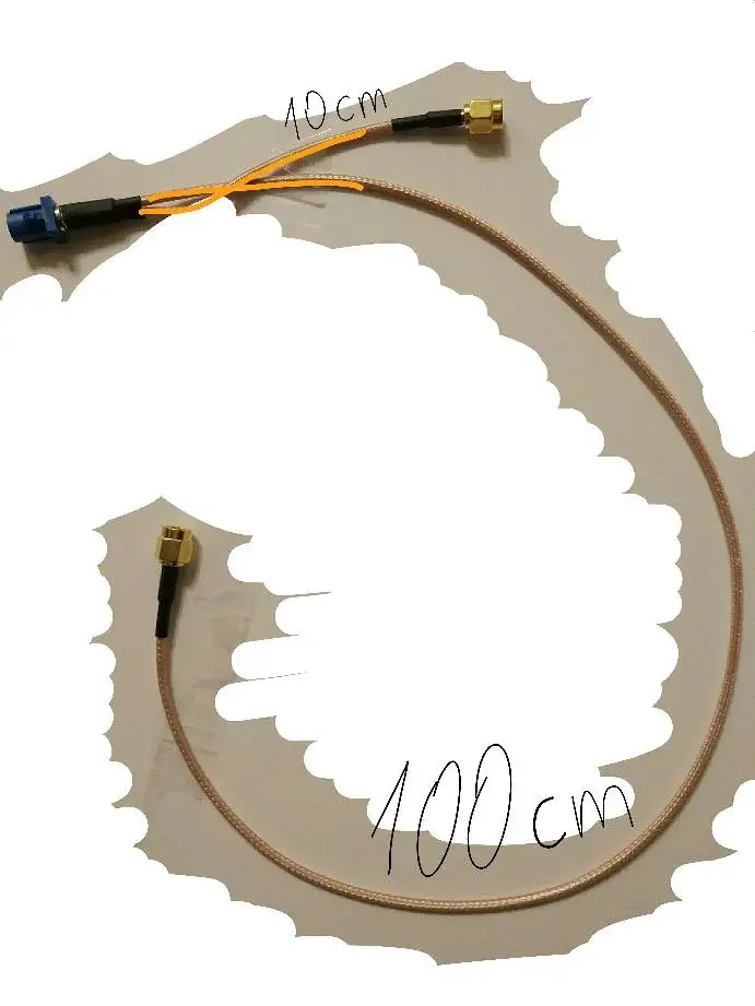 1PC Fakra C hanstik til 2 SMA han stik Y-typen RF-kabel RG178 10cm 100cm 0