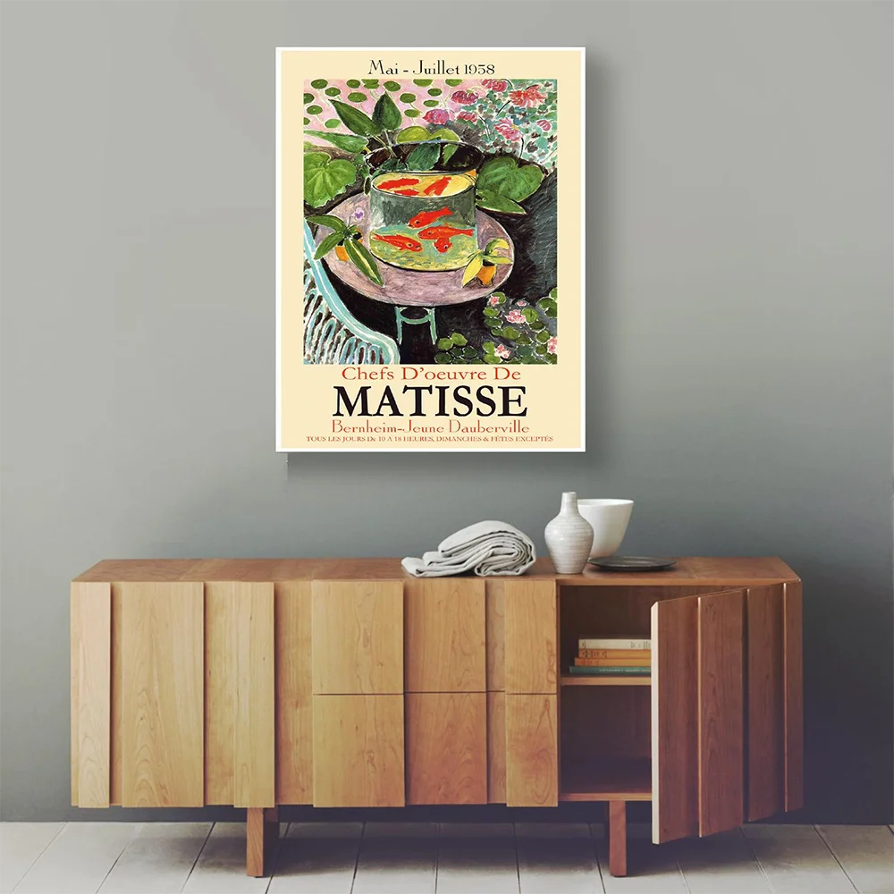 Matisse-Udstillingen Plakat Abstrakte Farverige Fisk tank Wall Art Print-Kanvas at Male Billeder Til stuen Unikke Home Decor 0
