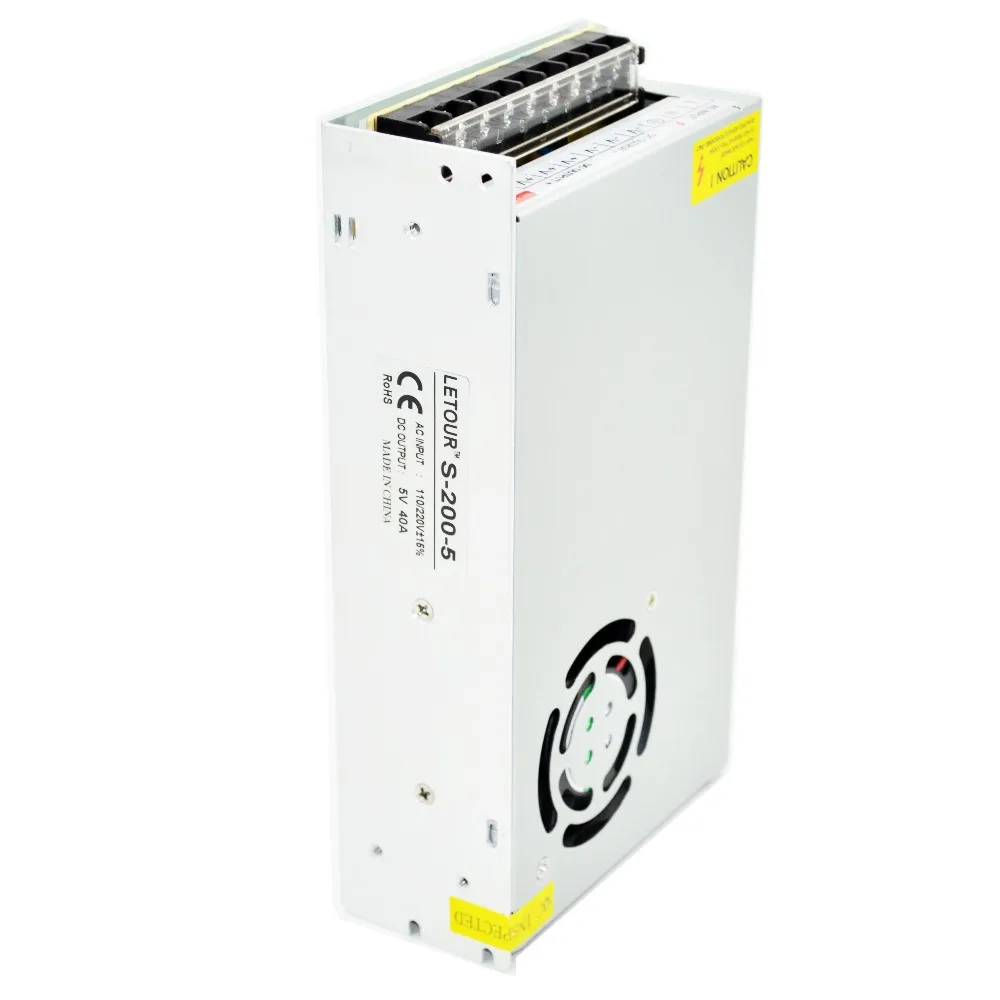 DC Strømforsyning 5V 40A AC 96V-240V Converter-Adapter DC 5V 200W LED Driver Skift Strømforsyning til LED Strip DVR CE FCC-Cert 0