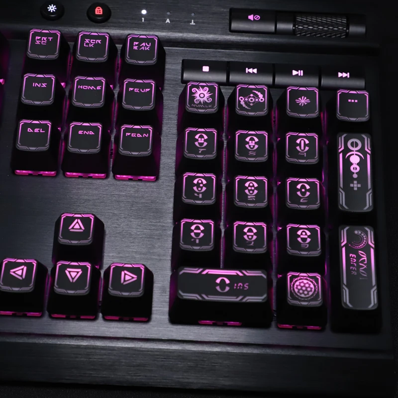 1 sæt high-end-baggrundsbelyst keycap for ROG Tilintetgøre mekanisk tastatur sort hul belægning centrale cap for Corsair K70 K95 Razer Cherry 0