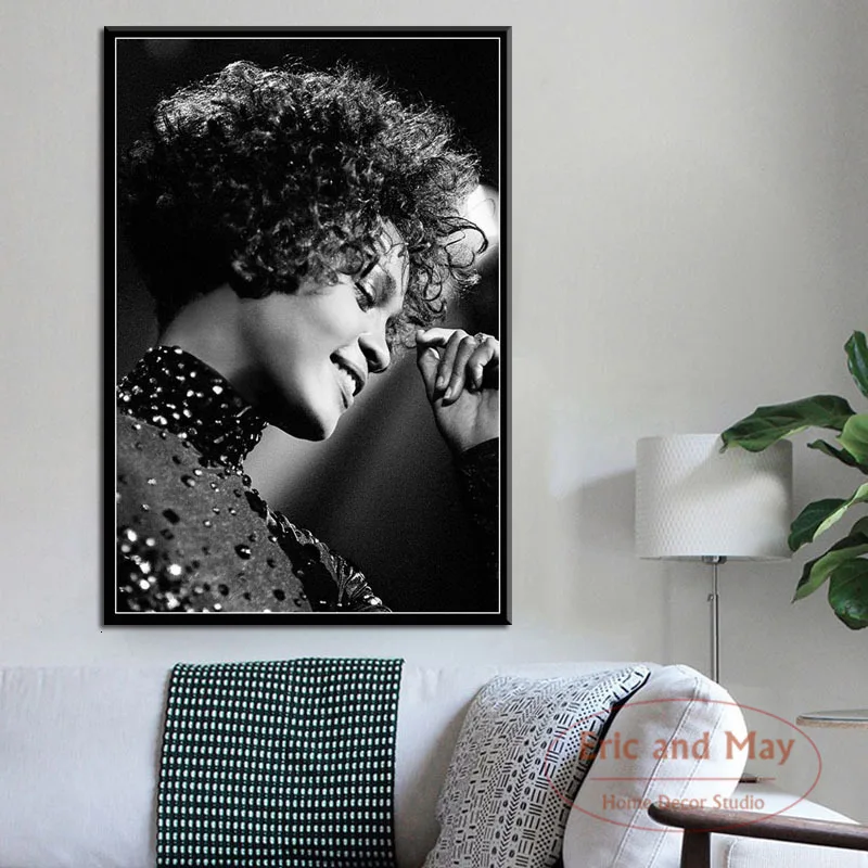 Whitney Houston Super Musik-Stjernede Pop Sanger Kunst Maleri Vintage Lærred, Plakat På Væggen I Hjemmet Indretning 0