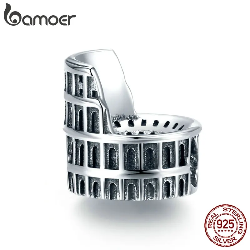 Bamoer Vartegn Roms Colosseum Charm i 925 Sterling Sølv Perle for Smykker at Gøre DIY Charms Armbånd Tilbehør SCC1543 SCC1543 0