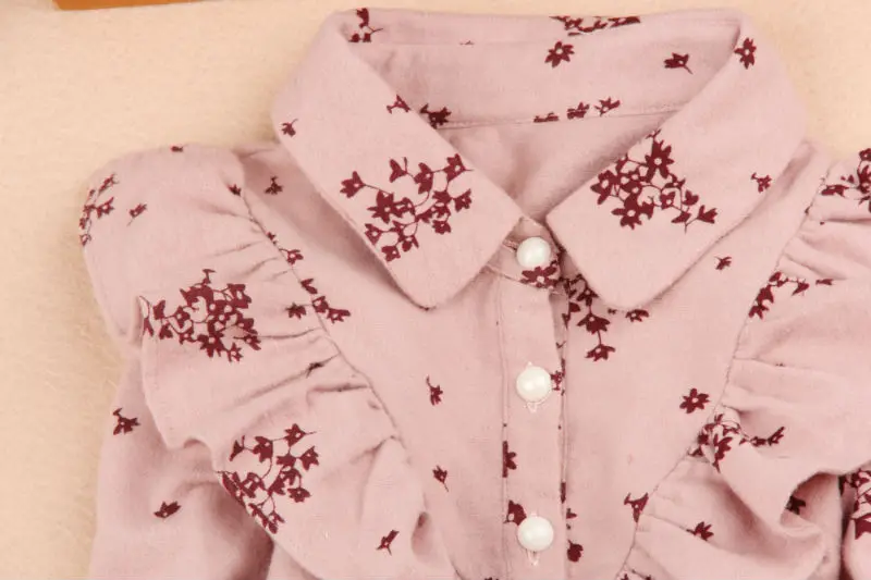 Piger bluser 2019 Efteråret kids tøj til børn tøj skole pige flæse bluse med blomster print bomuld barn shirt i 2-16Y 0