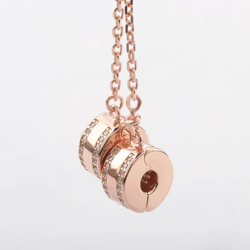 Nye Originale 925 Sterling Sølv Kæde Rose Gold Bane Krystal Runde Charms Passer Pan Armbånd Til Kvinder DIY Smykker at Gøre 0