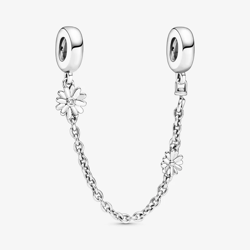 2020 Ny Real S925 Sterling Sølv Daisy Blomst Kæde Charms Passer Oprindelige armbånd Armbånd Til Kvinder DIY Smykker at Gøre 0