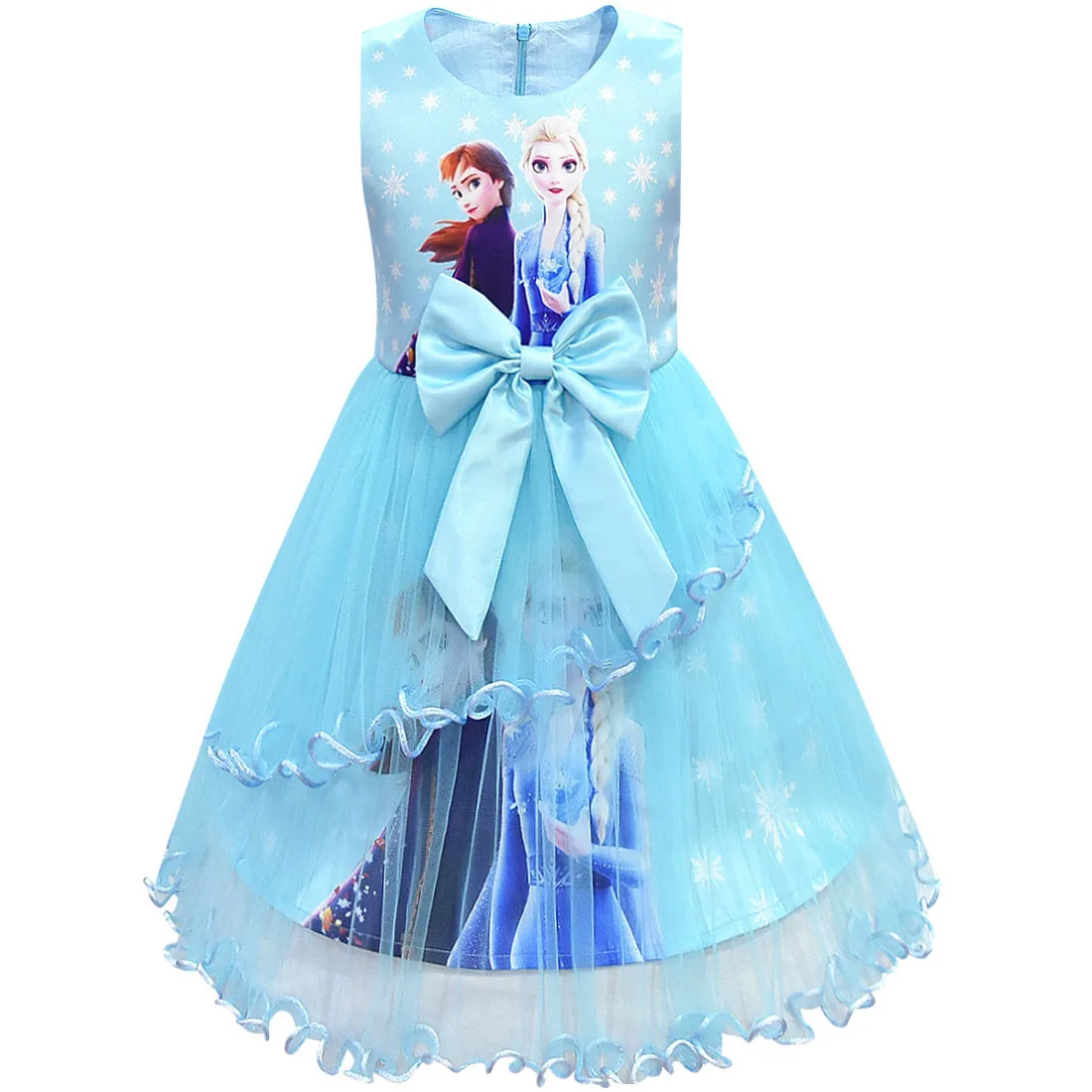 Disney Frosne Sne Dronning Sommer Piger Dress Cosplay Kostume Til Pige Blonder Party Fødselsdag Pincess Børn Tøj For 4-12Y 0