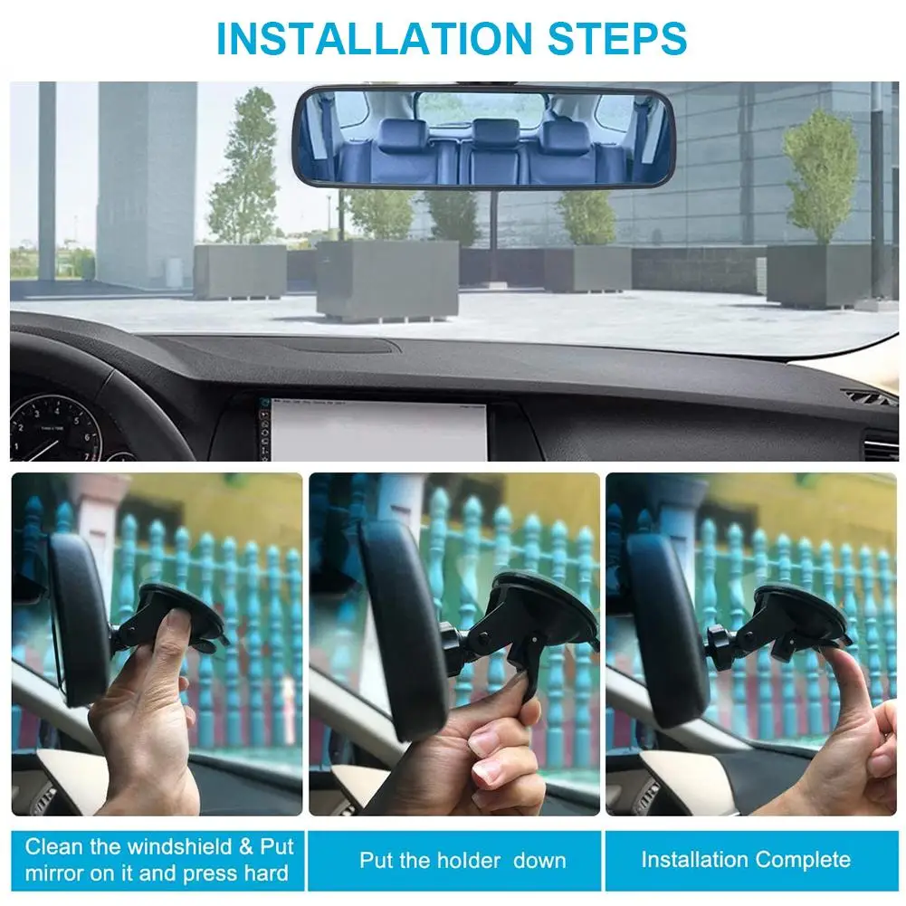 Anti-refleks Rear View Mirror, Universal Bil Lastbil Indvendigt bakspejl Anti Glare sugekop Blå Spejl 0