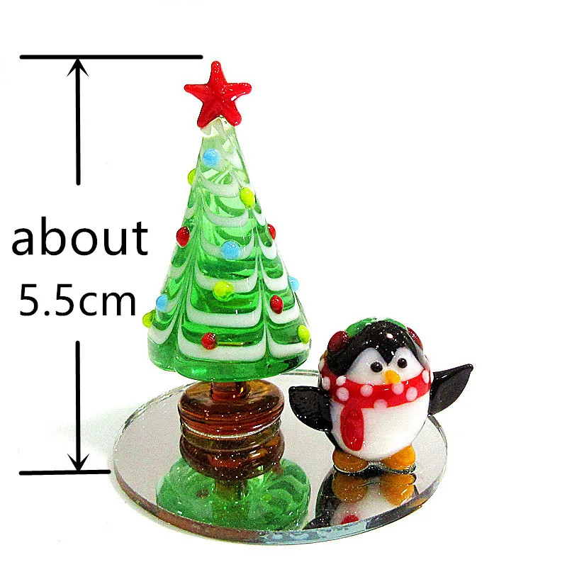 Kreative miniature håndlavet glas juletræ Ornament søde pingvin figur match design Home Decor charme tilbehør 0
