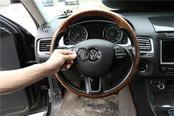 1pc Bil klistermærker Epoxy Carbon Fiber rattet Peugeot dekorativ ring for 2011-2018 Volkswagen VW Touareg 2