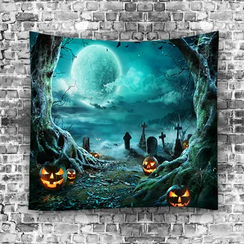 1PC Halloween Gobelin Med Skull Print Baggrund Hængende På Soveværelse Væggen Hjem Decor Halloween-Tapetet Have 2021 0