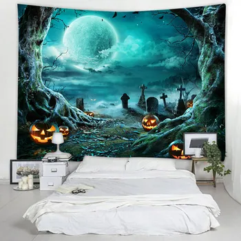 1PC Halloween Gobelin Med Skull Print Baggrund Hængende På Soveværelse Væggen Hjem Decor Halloween-Tapetet Have 2021 2