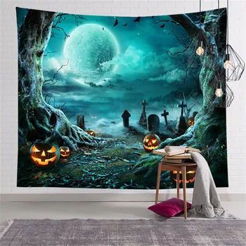 1PC Halloween Gobelin Med Skull Print Baggrund Hængende På Soveværelse Væggen Hjem Decor Halloween-Tapetet Have 2021 3