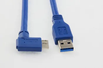 1pc Micro B USB 3.0-Kabel 90 Grader Højre Angled100cm 3ft 1m Til WD-Seagate Samsung M3 Bærbare Toshiba, SONY ADATA Blå 2