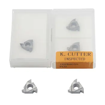 1PC PCD diamantværktøj 11IR A60 16ER AG55/AG60 threading hårdmetal sæt skruen i cnc vendbare drejestål tråd dreje cutter 2