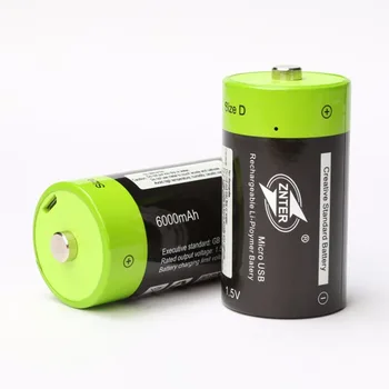 1stk/masse ZNTER 6000mAh 1,5 V genopladeligt batteri, størrelse D USB-lithium-polymer-batteri hurtig opladning via Mikro-USB-kabel 2