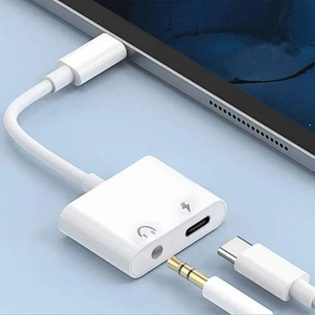 2-i-1 USB-C Adapter med 3,5 mm Stik til Hovedtelefoner, Kompatibel med iPad Pro og Type-C Jack Telefon 2