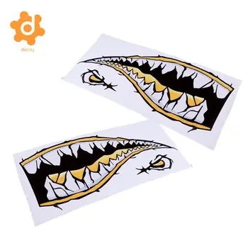 2 Stykker Store 3D-Haj Tænder, Mund, Øjne Mærkater Mærkat-Kajak-Fiskeri Båd, Jolle Bil Kofanger Grafik Tilbehør - Vælg Farver 3