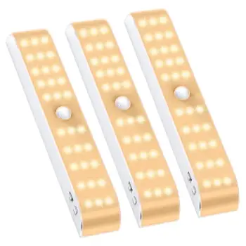 20/30 LED køkkenskab Hylde Counter Strip Lights Trådløs bevægelsesføler Skab Lys USB-Genopladelige Under-Kabinet Lys 0