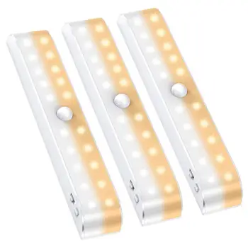 20/30 LED køkkenskab Hylde Counter Strip Lights Trådløs bevægelsesføler Skab Lys USB-Genopladelige Under-Kabinet Lys 4
