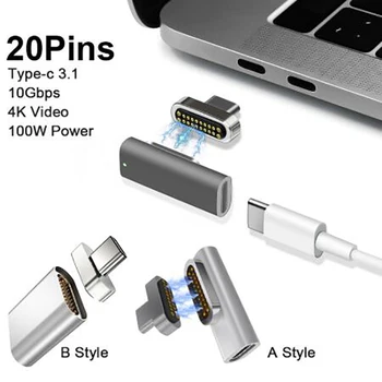 20 Pins Magnetisk USB-C Adapter Type C-Stik PD 100W Hurtig Opladning Magnet Type-C Konverter Til Macbook/Pixelbook/Matebook 0