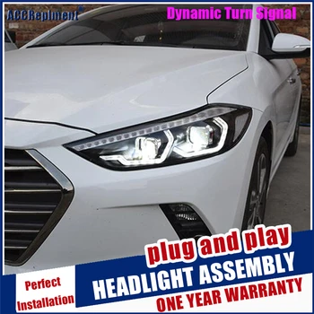2016-2019 Dynamisk blinklys LED FORLYGTE Bil Styling til Elantra Forlygter bi-xenon Optik Projektor HID KIT led kørelys 1