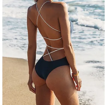 2018 Kvinder i Ét stykke Slynge en Bikini, Monokini Badetøj Backless Badetøj Badetøj Damer Ét Stykke Massivt Svømning Tøj 4