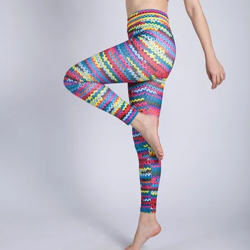 2018 Mode Strikkegarn Print Patchwork Leggings Kvinder Fitness Beklædning Sportslige Leggings Kvinder Bukser Bukser Kvindelige 3