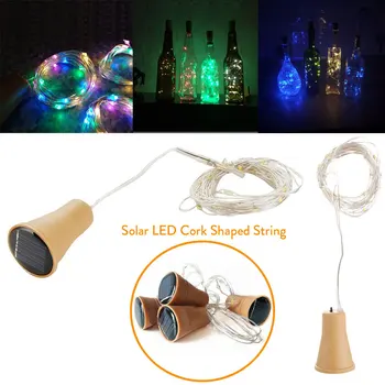 2019 10STK 1M 1,5 M 2M Sol Cork LED String Lys kobbertråd String Ferie kulørte Lamper Til julefrokost Bryllup Indretning 0