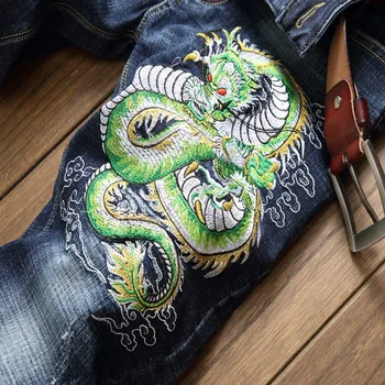 2019 Broderi Ny Mand Slim Jeans Med Stretch Vasket Indretning Dragon Tiger Japan Designet Mænd Streetwear Stil Club Mandlige Cool Bukser 4