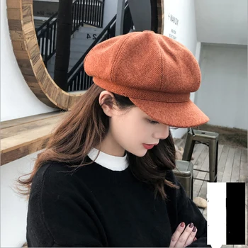 2019 Hot Kvinder Bomuld Beret Hat Britisk Stil Retro Solid Farve Ottekantede Cap Kvindelige Foråret Og Sommeren Maler Hat Visor Cap 0