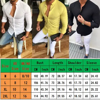 2019 Hot Mænds Slim V-Hals Lange Ærmer Muskel Solid Skjorte Afslappet Shirts Toppe Bluse Mænd Passer Knapper Shirt Drop Shipping 1