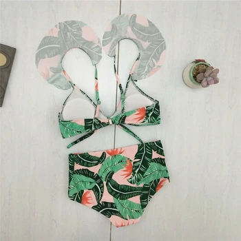 2019 Kvinders Badetøj Push-Up Bikini Sæt Bandage Polstret Bh Badetøj Badetøj Flæsekanter Blomstret Bikini Sæt Kostume Da Bagno Donna