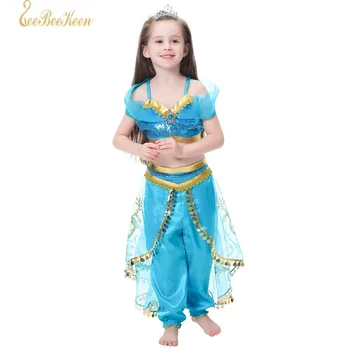 2019 Nye Aladdin ' s Jasmin Cosplay Kostume børnestel Kjoler Piger Jasmin Prinsesse Kjole Fase resultater vis 0