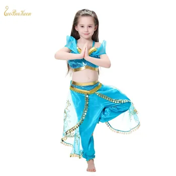 2019 Nye Aladdin ' s Jasmin Cosplay Kostume børnestel Kjoler Piger Jasmin Prinsesse Kjole Fase resultater vis 1