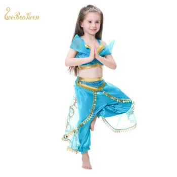 2019 Nye Aladdin ' s Jasmin Cosplay Kostume børnestel Kjoler Piger Jasmin Prinsesse Kjole Fase resultater vis 3