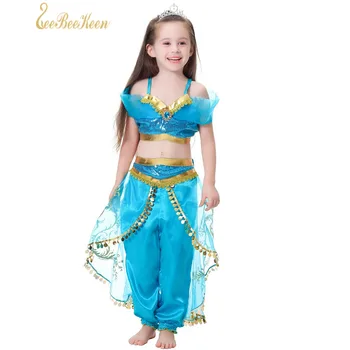 2019 Nye Aladdin ' s Jasmin Cosplay Kostume børnestel Kjoler Piger Jasmin Prinsesse Kjole Fase resultater vis 4