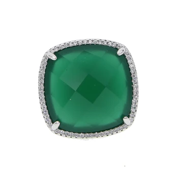 2019 Nye Luksus AAA Cubic Zirconia Geometriske stor Kvadratisk Form grønne 19mm Sten Ringe til Kvinder mode bryllup Gave Ring Smykker 1